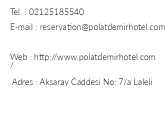 Polat Demir Hotel iletiim bilgileri